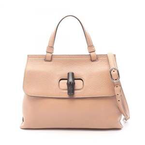 GUCCI Cream Leather Bamboo Bag